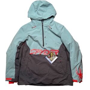 SPYDER M GORETEX ANORAK SKI JACKET PRIMOLOFT MENS XXL RET$399 BLUE RARE NEW WARM